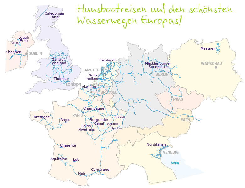 Hausbootreisen auf den schönsten Wasserwegen Europas!